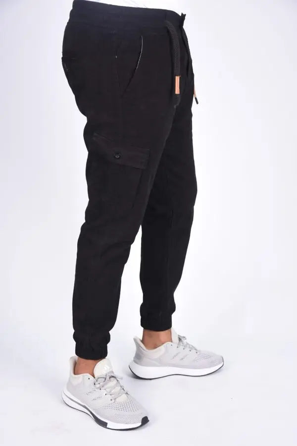 Pantalons Cargo Pantalon jogger cargo En toile – Noir-ref-x471