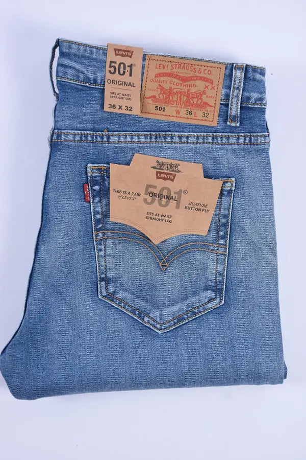 Pantalons Homme 100 % Coton Jean Lvs Coupe Normal ref-LS11810 ( Bleu Sky )