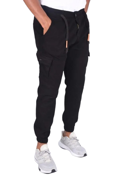 Pantalons Cargo Pantalon jogger cargo En toile – Noir-ref-x471