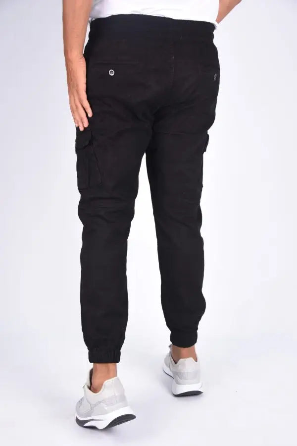 Pantalons Cargo Pantalon jogger cargo En toile – Noir-ref-x471
