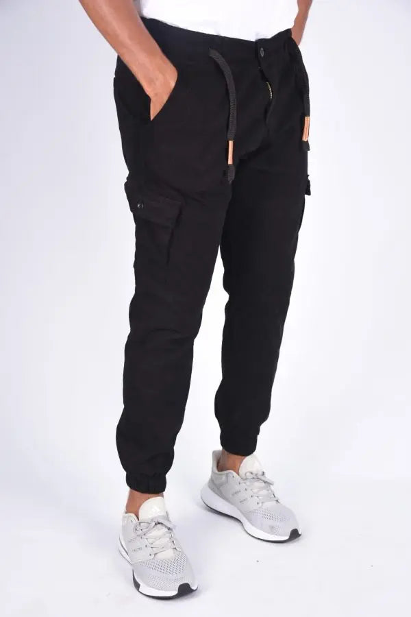 Pantalons Cargo Pantalon jogger cargo En toile – Noir-ref-x471